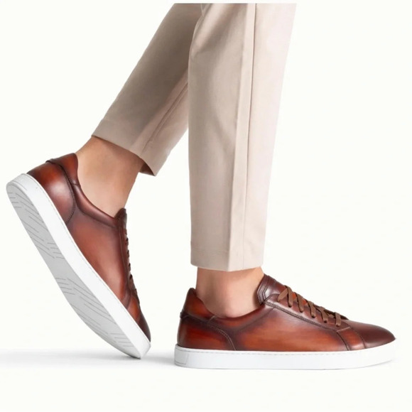 Magnanni Costa Leather Low Top Sneaker in Cognac size 10 - Picture 2 of 10